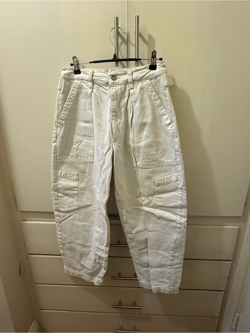 Agolde White Utility Cargo Jeans - Relaxed Fit